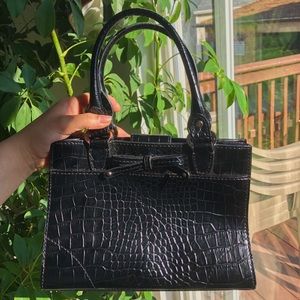 Liz claiborne black faux crocodile skin hand bag